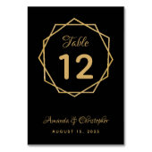 Elegantes Gold auf Schwarz Moderne geometrische Ho Tischnummer (Vorderseite)