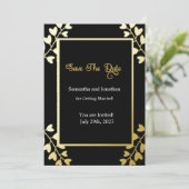 Elegantes Gold auf Schwarz-Save the Date-Karte Einladung (Stehend Vorderseite)