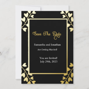 Elegantes Gold auf Schwarz-Save the Date-Karte Einladung