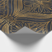 Elegantes Gold auf schwarzem Damast-Muster Geschenkpapier (Ecke)