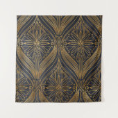 Elegantes Gold auf schwarzem Damast-Muster Wandteppich (Vorderseite)