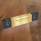 Elegantes Gold auf schwarzen Skala der Rechtsanwäl Namensplakette (Seite)