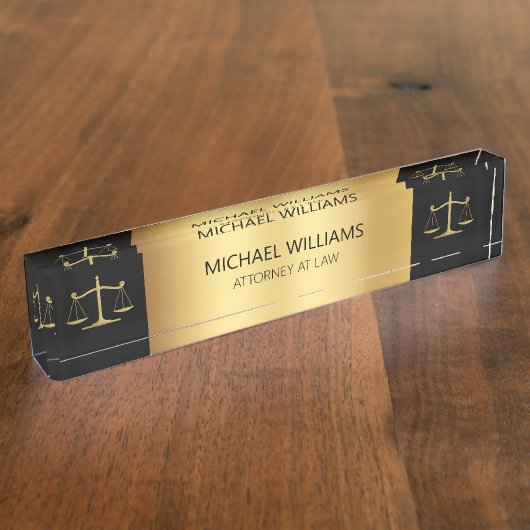 Elegantes Gold auf schwarzen Skala der Rechtsanwäl Namensplakette (Seite)