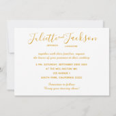 Elegantes Gold auf weiß| personalisierte Hochzeits Einladung (Rückseite)