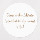 elegantes Gold auf weißen Hochzeitsaufklebern Etiketten (Design 2)