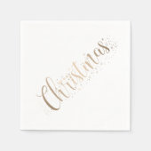 Elegantes Gold auf White Frohe Weihnachtsschrift Serviette (Vorderseite)