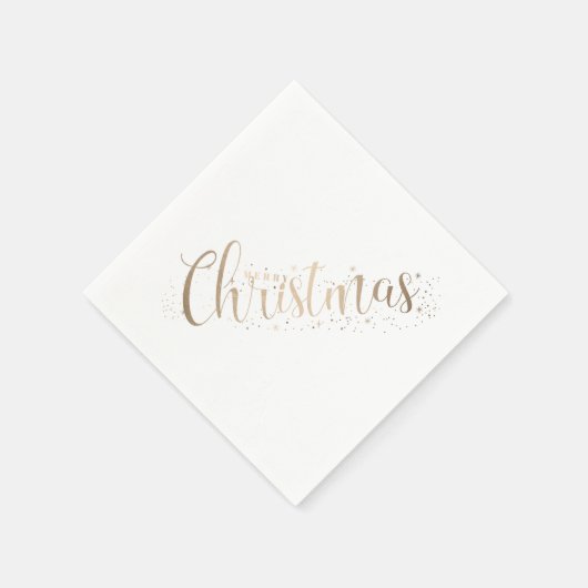 Elegantes Gold auf White Frohe Weihnachtsschrift Serviette (Ecke)