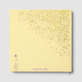 Elegantes Gold Bale Lila Watercolor Iris Wedding Gästebuch (Rückseite)