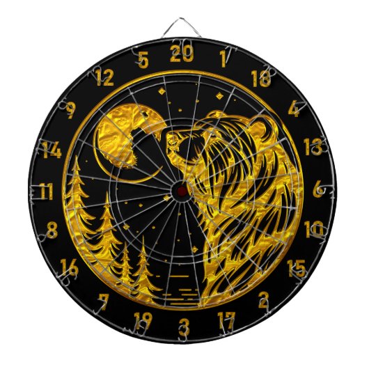 Elegantes Gold Bären Dart Board Geschenk Dartscheibe (vorne)