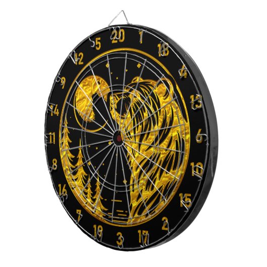 Elegantes Gold Bären Dart Board Geschenk Dartscheibe (Vorderseite rechts)