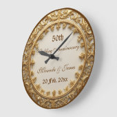 Elegantes Gold Barock Motiv 50. Hochzeitsjubiläum Große Wanduhr (Winkel)