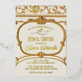 Elegantes Gold Baroque Rokoko Brautparty Folieneinladung