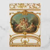 Elegantes Gold Baroque Rokoko Brautparty Folieneinladung (Rückseite)