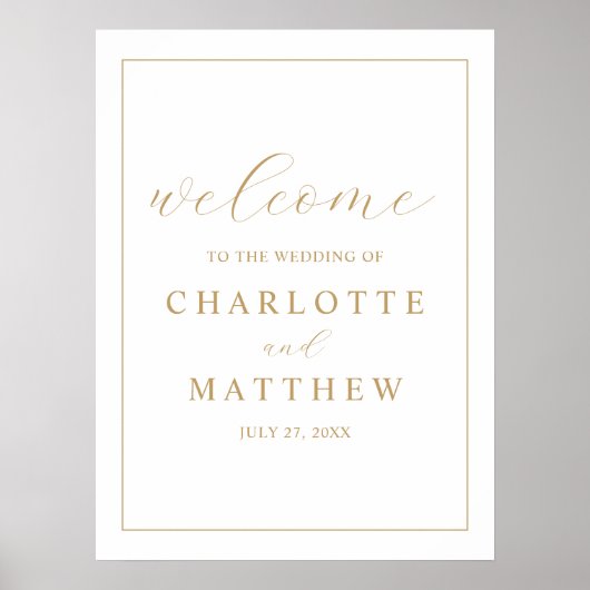 Elegantes Gold Begrüßungspapier Poster (Vorne)