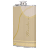 Elegantes Gold Beige Abstraktes Blumenmuster Flachmann (Links)