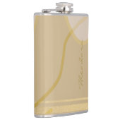 Elegantes Gold Beige Abstraktes Blumenmuster Flachmann (Rechts)