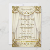 Elegantes Gold Beige Cream Pearl Drapes Party Einladung (Vorderseite)