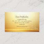 Elegantes Gold Beige Curve Dekor mit Monogram Nobl Visitenkarte (Rückseite)