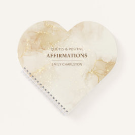 Elegantes Gold Beige Wasserfarben Herzform Spirale Notizblock