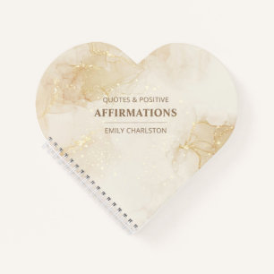 Elegantes Gold Beige Wasserfarben Herzform Spirale Notizblock