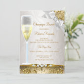 Elegantes Gold Beige Weißer Champagner Brunch Einladung (Stehend Vorderseite)