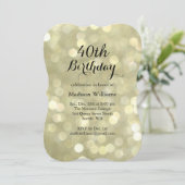 Elegantes Gold beleuchtet Geburtstags-Einladung Einladung (Stehend Vorderseite)