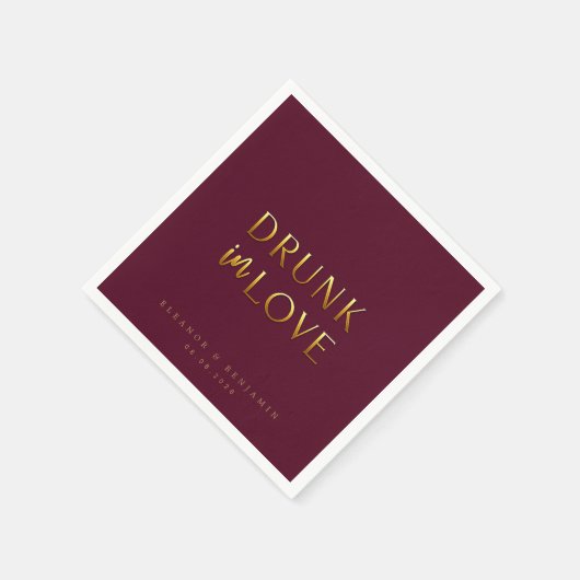 Elegantes Gold Betrunken in der Liebe Personalisie Serviette (Ecke)