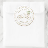 Elegantes Gold Bicycle Floral Circular Address Lab Runder Aufkleber (Tasche)
