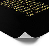 Elegantes Gold Black 11 Table Wedding Seating Char Poster (Ecke)