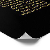 Elegantes Gold Black 16 Table Wedding Seating Char Poster (Ecke)