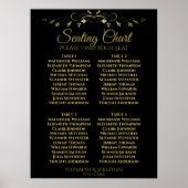 Elegantes Gold & Black 4 Table Seating Chart Poster (Vorne)