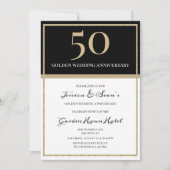 Elegantes Gold & Black 50 Jahre Hochzeit Einladung (Vorderseite)