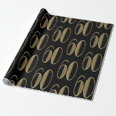 Elegantes Gold & Black 60. Geburtstag Geschenkpapier (Ungerollt)