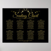 Elegantes Gold & Black 8 Table Wedding Chart Poster (Vorne)