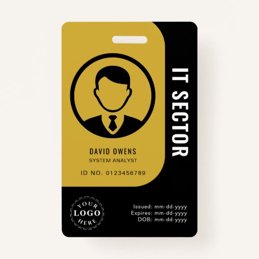 Elegantes Gold Black Abzeichen für IT-Profis Ausweis (Vorderseite)