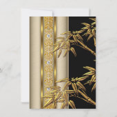 Elegantes Gold Black Asian Bamboo Caramel Beige 2 Einladung (Rückseite)