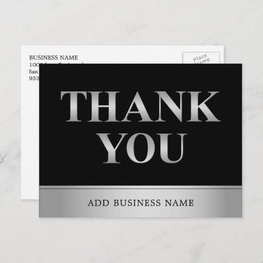 Elegantes Gold Black Business mit LOGO - vielen Da Postkarte (Vorne/Hinten)