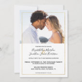 Elegantes Gold Black Calligraphy Foto Hochzeit Einladung (Vorderseite)