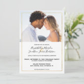 Elegantes Gold Black Calligraphy Foto Hochzeit Einladung (Stehend Vorderseite)