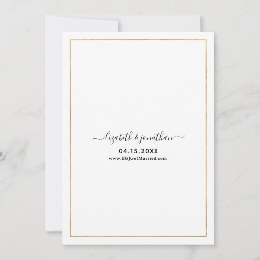 Elegantes Gold Black Calligraphy Foto Hochzeit Einladung (Rückseite)