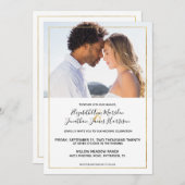 Elegantes Gold Black Calligraphy Foto Hochzeit Einladung (Vorne/Hinten)