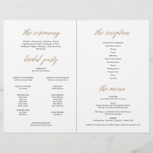 Elegantes Gold Black Calligraphy Vollprogramm (Rückseite)