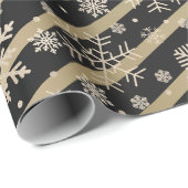 Elegantes Gold Black Christmas Snowflake Muster Geschenkpapier (Rolleneckpunkt)