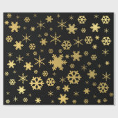 Elegantes Gold & Black Christmas Snowflake Muster Geschenkpapier (Flach)