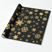 Elegantes Gold & Black Christmas Snowflake Muster Geschenkpapier (Ungerollt)