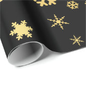 Elegantes Gold & Black Christmas Snowflake Muster Geschenkpapier (Rolleneckpunkt)