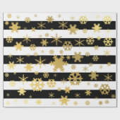 Elegantes Gold & Black Christmas Snowflake Muster Geschenkpapier (Flach)