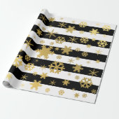 Elegantes Gold & Black Christmas Snowflake Muster Geschenkpapier (Ungerollt)