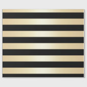 Elegantes Gold & Black Christmas Stripe Muster Geschenkpapier (Flach)