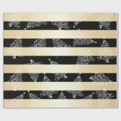 Elegantes Gold & Black Christmas Tree Muster Geschenkpapier (Flach)